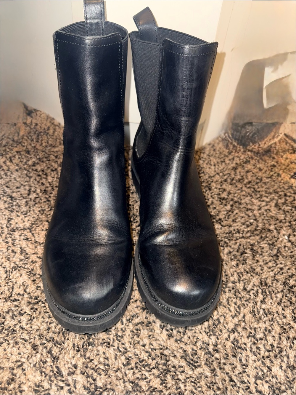 DKNY Black Leather Slip-On Ankle Boot